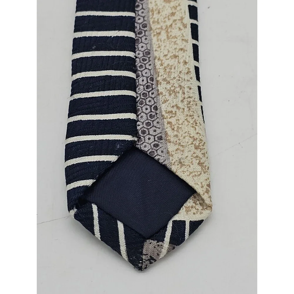 Museo Art Deco Silk Handmade Necktie Modern Linear Symmetry Striped Hand Made